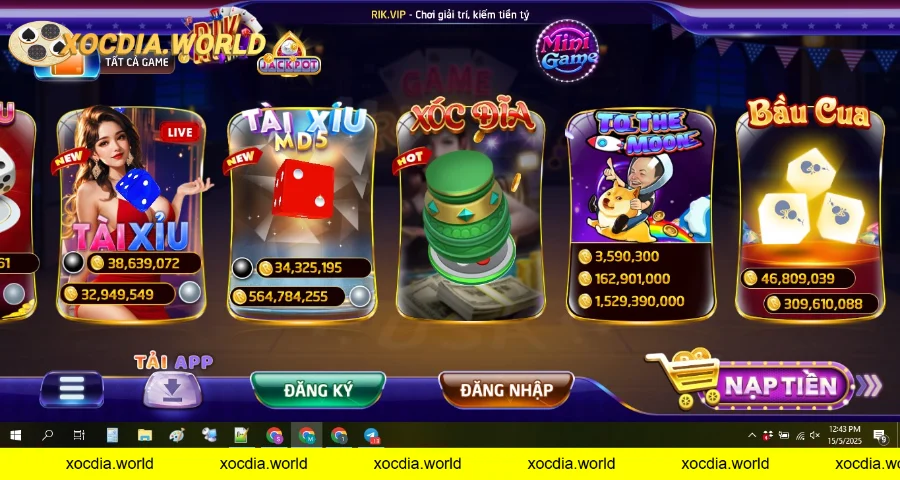 Giao diện sảnh game tại nhà cái Rikvip