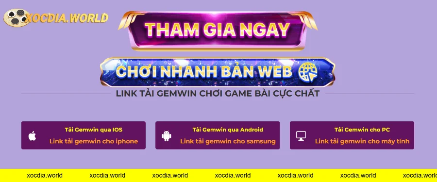 Giao diện tải app xóc đĩa Gemwin