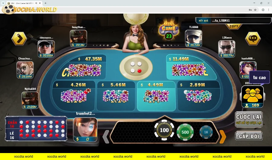 Giao diện trò chơi casino xóc đĩa MD5 B52