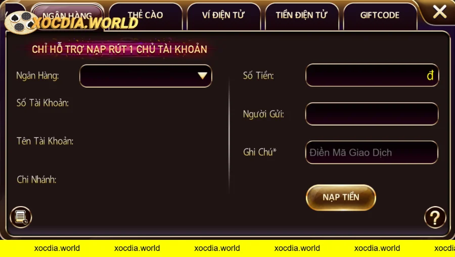 Hướng dẫn nạp tiền tiền tại Go88