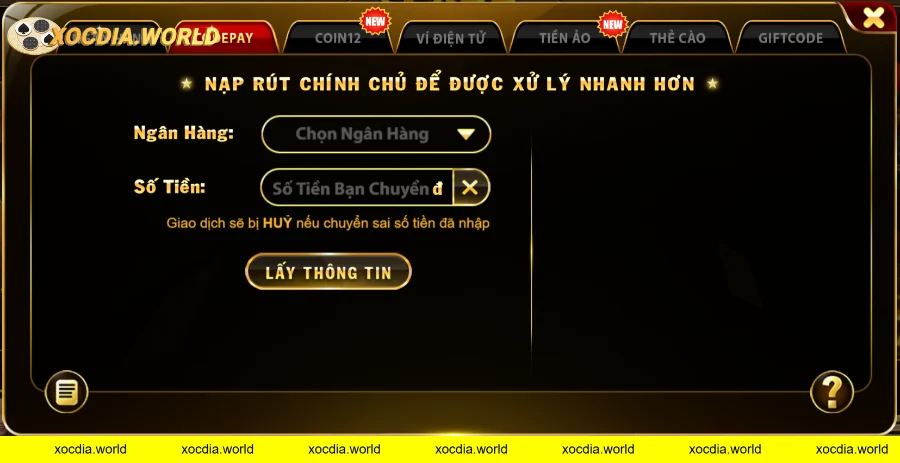 Hướng dẫn nạp tiền/rút tiền tại FA88