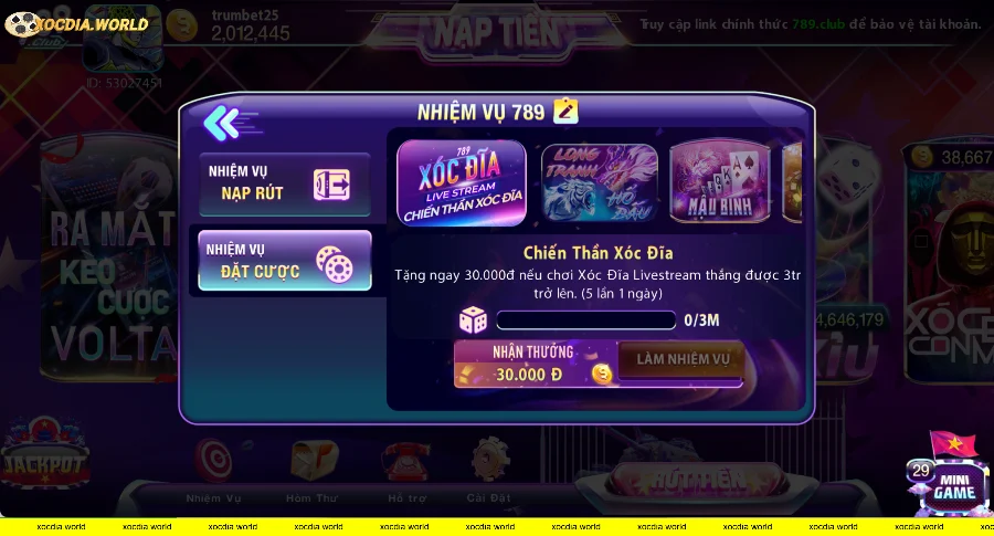 Nhiệm Vụ Chiến Thần Xóc Đĩa 789Club – Săn Quà Tặng Hấp Dẫn
