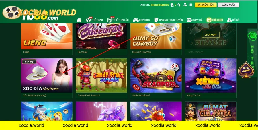 Sảnh game xóc đĩa livestream tại FB88